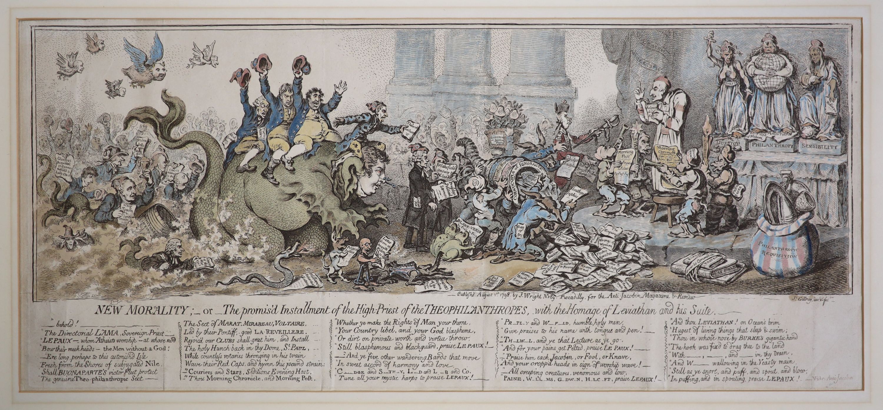 James Gillray (1757-1815), New Morality, The Bishop of A Tun’s Breeches, Making Decent, Frying Sprats/Toasting Muffins, The King of Brobdingnag, Charlotte la Corde, The Reception of the Diplomatique, The State Waggoner,